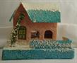 Cardboard vintage house orange with blue roof